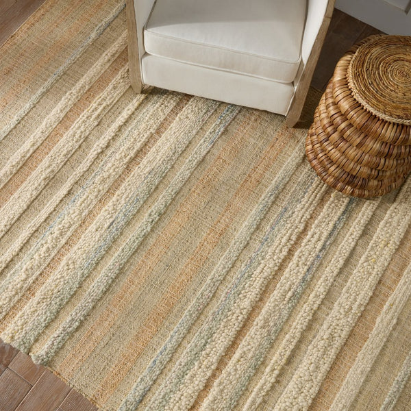 Jaipur Living Galilea Eirene Gle01 Handwoven Handmade 70% Jute 30% Wool Lines Stripes Indoor Rug Beige, Seafoam Green 70% Jute 30% Wool Rug153081