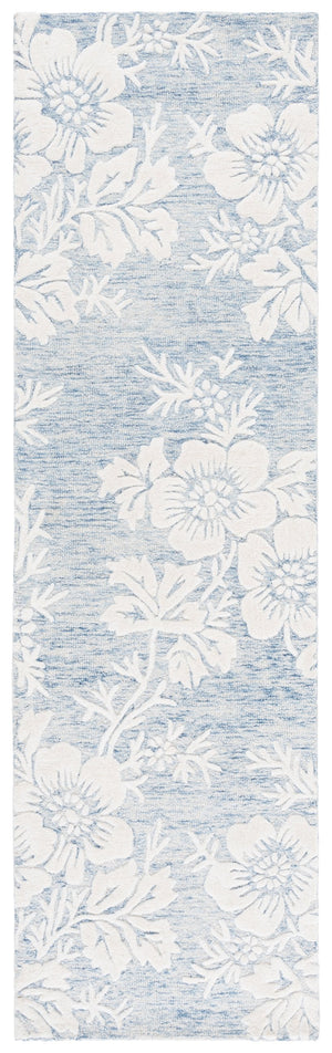Safavieh Glamour Hand-tufted Runner Rug - Luxurious Floral Design, Cozy Texture, Perfect For Hallways & More Blue ,Ivory 65% Wool,20% Cotton,15% Viscose Glm151m-28