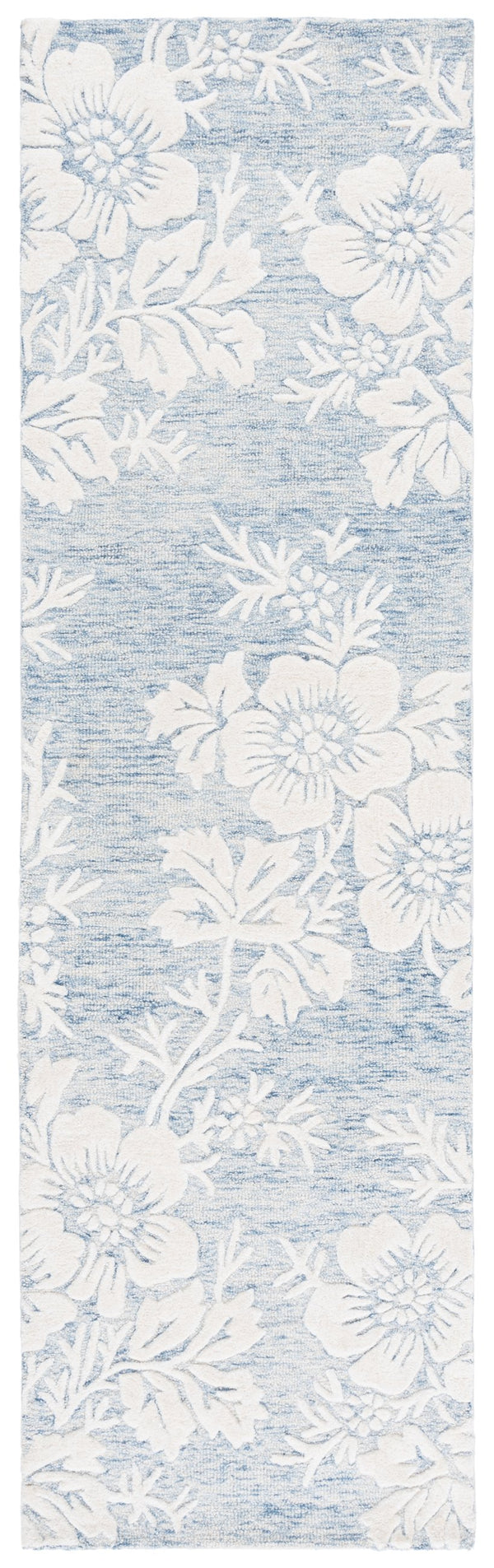 Safavieh Glamour Hand-tufted Runner Rug - Luxurious Floral Design, Cozy Texture, Perfect For Hallways & More Blue ,Ivory 65% Wool,20% Cotton,15% Viscose Glm151m-28