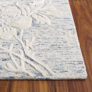 Safavieh Glamour Hand-tufted Runner Rug - Luxurious Floral Design, Cozy Texture, Perfect For Hallways & More Blue ,Ivory 65% Wool,20% Cotton,15% Viscose Glm151m-5