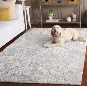 Safavieh Glamour Ivory Floral Area Rug - Hand-tufted Elegance For Timeless Home Decor And Comfort Blue ,Ivory 65% Wool,20% Cotton,15% Viscose Glm151m-3