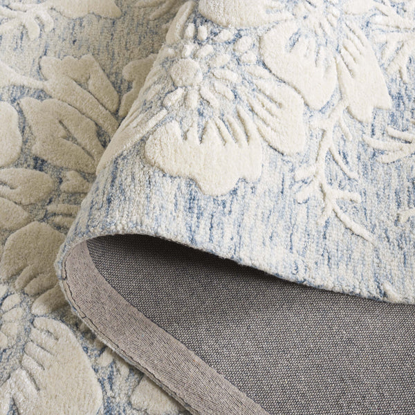 Safavieh Glamour Hand-tufted Runner Rug - Luxurious Floral Design, Cozy Texture, Perfect For Hallways & More Blue ,Ivory 65% Wool,20% Cotton,15% Viscose Glm151m-5
