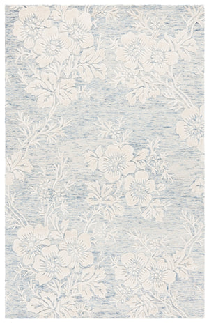 Safavieh Glamour Hand-tufted Runner Rug - Luxurious Floral Design, Cozy Texture, Perfect For Hallways & More Blue ,Ivory 65% Wool,20% Cotton,15% Viscose Glm151m-5