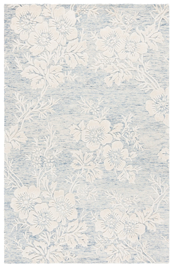 Safavieh Glamour Hand-tufted Runner Rug - Luxurious Floral Design, Cozy Texture, Perfect For Hallways & More Blue ,Ivory 65% Wool,20% Cotton,15% Viscose Glm151m-5
