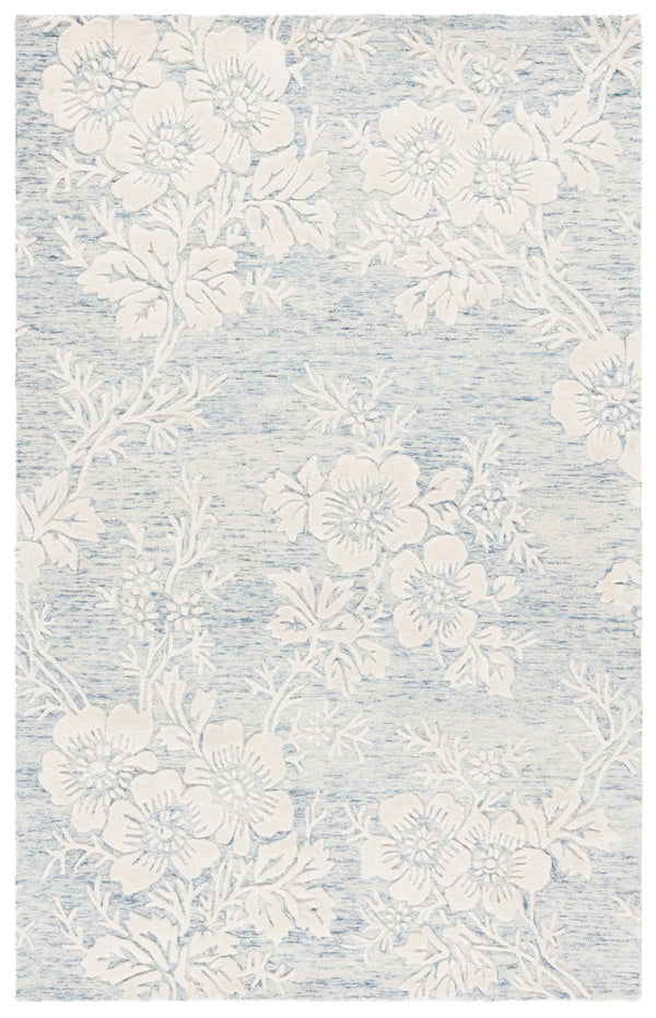 Safavieh Glamour Ivory Floral Area Rug - Hand-tufted Elegance For Timeless Home Decor And Comfort Blue ,Ivory 65% Wool,20% Cotton,15% Viscose Glm151m-3