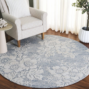 Safavieh Glamour Hand-tufted Runner Rug - Luxurious Floral Design, Cozy Texture, Perfect For Hallways & More Blue ,Ivory 65% Wool,20% Cotton,15% Viscose Glm151m-6r