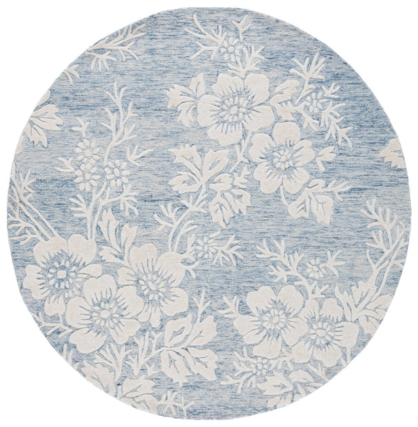 Safavieh Glamour Hand-tufted Runner Rug - Luxurious Floral Design, Cozy Texture, Perfect For Hallways & More Blue ,Ivory 65% Wool,20% Cotton,15% Viscose Glm151m-6r