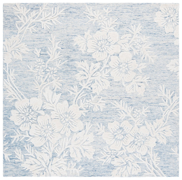 Safavieh Glamour Hand-tufted Runner Rug - Luxurious Floral Design, Cozy Texture, Perfect For Hallways & More Blue ,Ivory 65% Wool,20% Cotton,15% Viscose Glm151m-6sq