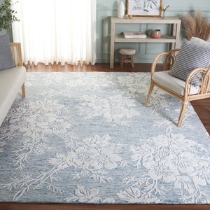 Safavieh Glamour Hand-tufted Runner Rug - Luxurious Floral Design, Cozy Texture, Perfect For Hallways & More Blue ,Ivory 65% Wool,20% Cotton,15% Viscose Glm151m-8