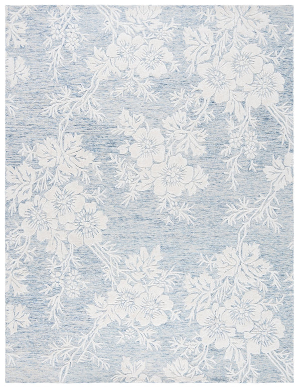 Safavieh Glamour Hand-tufted Runner Rug - Luxurious Floral Design, Cozy Texture, Perfect For Hallways & More Blue ,Ivory 65% Wool,20% Cotton,15% Viscose Glm151m-8