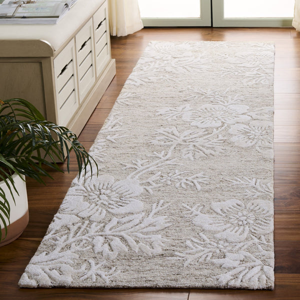 Safavieh Glamour Hand-tufted Runner Rug - Luxurious Floral Design, Cozy Texture, Perfect For Hallways & More Brown ,Ivory 65% Wool,20% Cotton,15% Viscose Glm151t-28