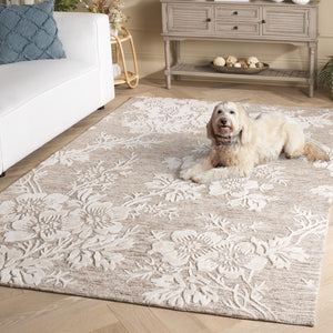 Safavieh Glamour Ivory Floral Area Rug - Hand-tufted Elegance For Timeless Home Decor And Comfort Brown ,Ivory 65% Wool,20% Cotton,15% Viscose Glm151t-9
