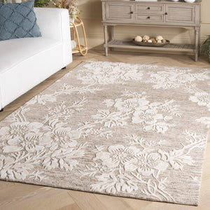 Safavieh Glamour Ivory Floral Area Rug - Hand-tufted Elegance For Timeless Home Decor And Comfort Brown ,Ivory 65% Wool,20% Cotton,15% Viscose Glm151t-9