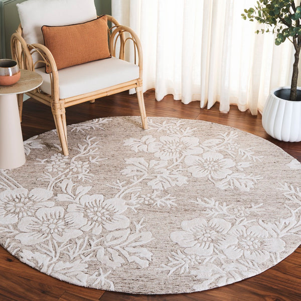 Safavieh Glamour Ivory Floral Area Rug - Hand-tufted Elegance For Timeless Home Decor And Comfort Brown ,Ivory 65% Wool,20% Cotton,15% Viscose Glm151t-9
