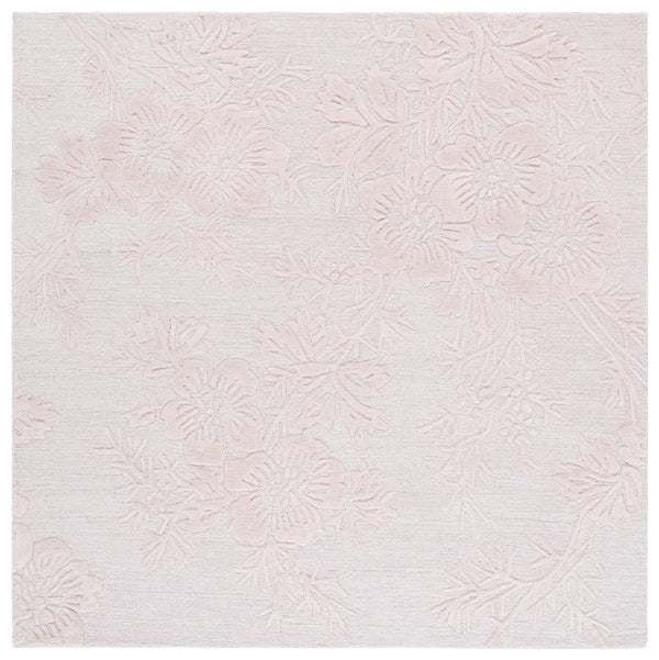 Safavieh Glamour Flower Essence Round Rug — Hand-Tufted Light Pink Floral Design, Plush Wool Blend Elegance 6'-0" x 6'-0" GLM151U-6R