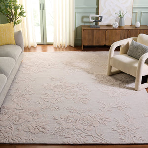 Safavieh Glamour Hand-Tufted Light Pink Floral Rug — Vintage-Inspired Wool Blend, Low-Pile Plush Touch For Rooms 6'-0" x 9'-0" GLM151U-6