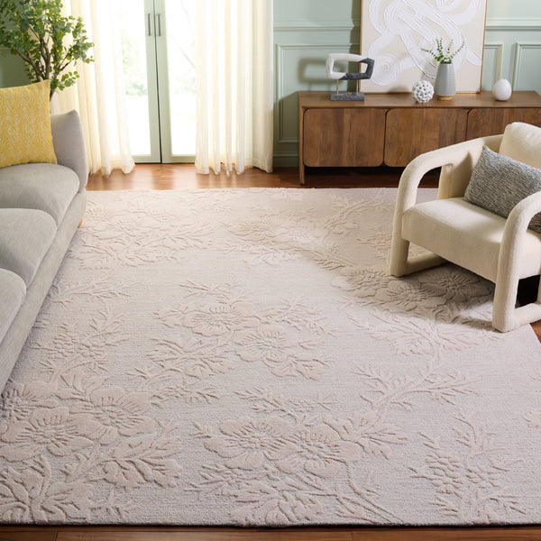 Safavieh Glamour Hand-Tufted Light Pink Floral Area Rug — 65% Wool Blend, Low 1/2" Pile, Luxurious Texture 9'-0" x 12'-0" GLM151U-9