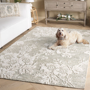 Safavieh Glamour Ivory Floral Area Rug - Hand-tufted Elegance For Timeless Home Decor And Comfort Green ,Ivory 65% Wool,20% Cotton,15% Viscose Glm151y-4