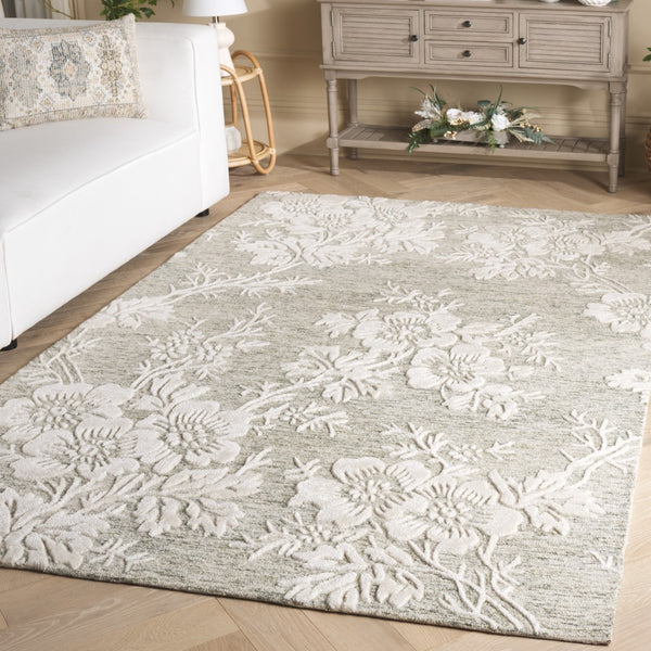 Safavieh Glamour Ivory Floral Area Rug - Hand-tufted Elegance For Timeless Home Decor And Comfort Green ,Ivory 65% Wool,20% Cotton,15% Viscose Glm151y-4