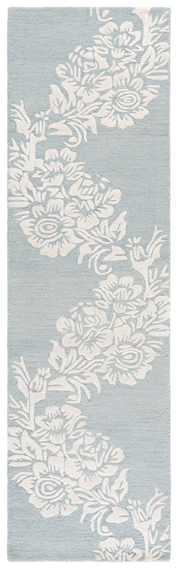 Safavieh Glamour Hand-Tufted Light Blue Ivory Area Rug — Country Floral Minimalist Design, Plush Wool Blend 8'-0" x 10'-0" GLM152M-8