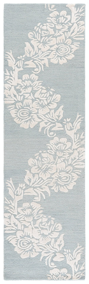 Safavieh Glamour Hand-Tufted Round Area Rug In Light Blue Ivory — Wool-Cotton Blend, Subtle Floral Elegance 6'-0" x 6'-0" GLM152M-6R