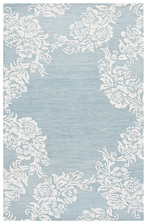 Safavieh Glamour Hand-Tufted Light Blue Ivory Area Rug — Plush Wool-Cotton Blend, Country Floral Elegance 6'-0" x 6'-0" GLM152M-6SQ