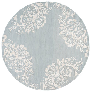 Safavieh Glamour Hand-Tufted Light Blue Ivory Rug With Country Floral Motif, Wool-Cotton Blend, Low Profile 4'-0" x 6'-0" GLM152M-4