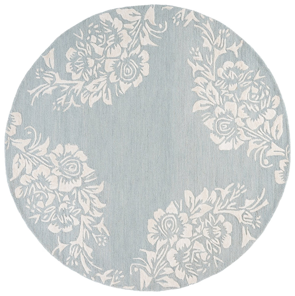 Safavieh Glamour Hand-Tufted Light Blue Ivory Area Rug — Plush Wool-Cotton Blend, Country Floral Elegance 6'-0" x 6'-0" GLM152M-6SQ