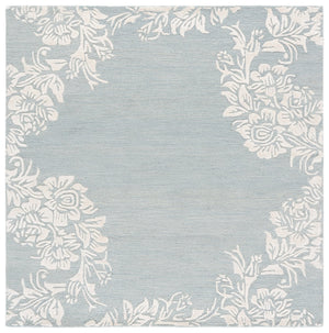 Safavieh Glamour Hand-Tufted Light Blue & Ivory Runner Rug, Low-Profile Wool-Cotton Blend, Country Floral Elegance 2'-3" x 8'-0" GLM152M-28