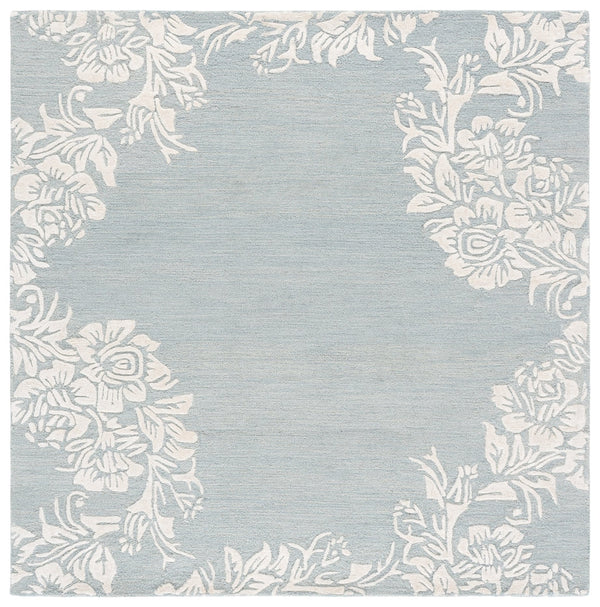 Safavieh Glamour Hand-Tufted Light Blue & Ivory Runner Rug, Low-Profile Wool-Cotton Blend, Country Floral Elegance 2'-3" x 8'-0" GLM152M-28