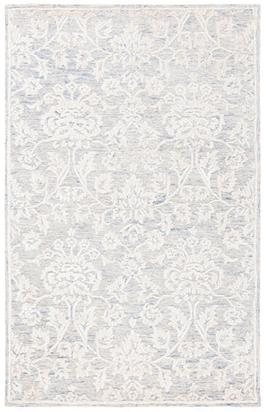 Safavieh Glamour Hand-tufted Area Rug: Exquisite Floral Motif In Luxurious Viscose And Wool Blend For Home Elegance Blue ,Ivory 75% Viscose,25% Wool Glm551m-810