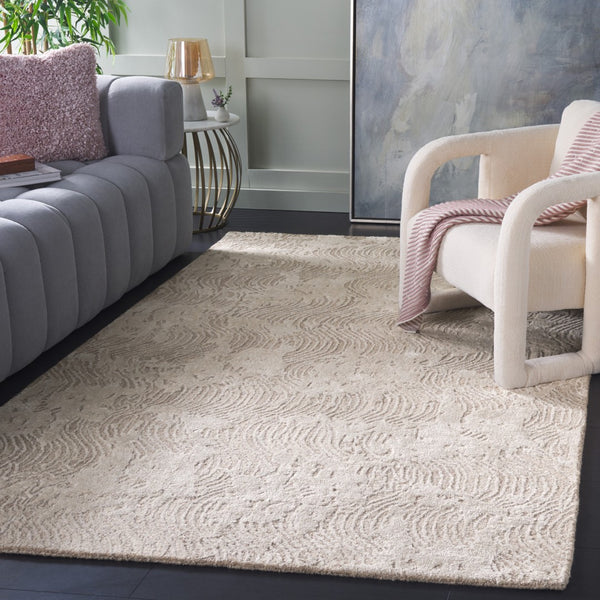 Safavieh Glamour Hand-tufted Area Rug: Modern Elegance With Abstract Design For Luxurious Home Decor Beige ,Ivory 45% Wool 45% Viscose 10% Cotton With Latex Glm605b-8