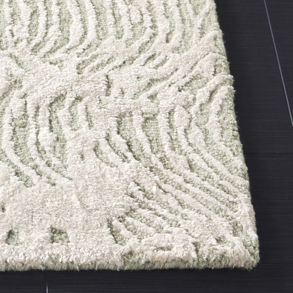 Safavieh Glamour Hand-tufted Area Rug: Modern Elegance With Abstract Design For Luxurious Home Decor Sage ,Ivory 45% Wool 45% Viscose 10% Cotton With Latex Glm605w-8