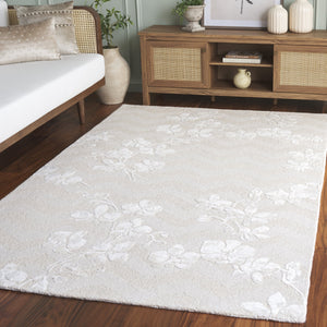 Safavieh Glamour Hand-Tufted Ivory Floral Area Rug — Wool/Viscose Blend, Low-Profile Luxury For Living Rooms 4'-0" x 6'-0" GLM609A-4