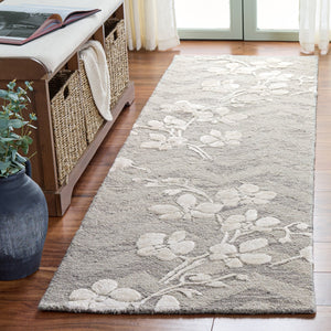 Safavieh Glamour Hand-Tufted Grey Ivory Floral Area Rug — Wool-Blend Low Pile, Subtle Modern Glamour Elegance 4'-0" x 6'-0" GLM609F-4