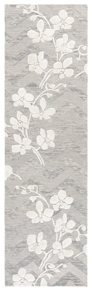 Safavieh Glamour Hand-Tufted Floral Area Rug In Grey Ivory — Wool-Blend Low-Pile Elegance For Living Spaces 8'-0" x 10'-0" GLM609F-8