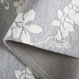 Safavieh Glamour Hand-Tufted Round Grey Ivory Rug — Plush Wool-Viscose Blend, Subtle Floral Motif For Living Spaces 6'-0" x 6'-0" GLM609F-6R