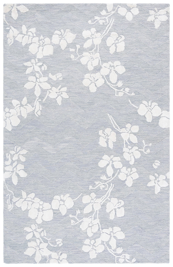 Safavieh Glamour Hand-Tufted Square Floral Rug In Grey Ivory — Wool-Blend, Low Pile Luxury For Modern & Transitional Spaces 6'-0" x 6'-0" GLM609F-6SQ