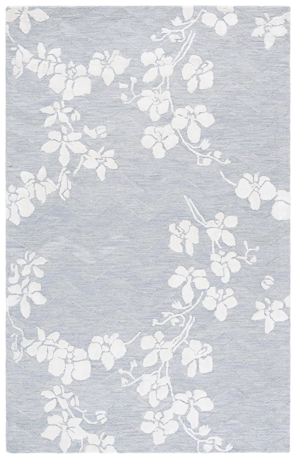 Safavieh Glamour Hand-Tufted Grey Ivory Floral Area Rug — Wool-Blend Low Pile, Subtle Modern Glamour Elegance 4'-0" x 6'-0" GLM609F-4