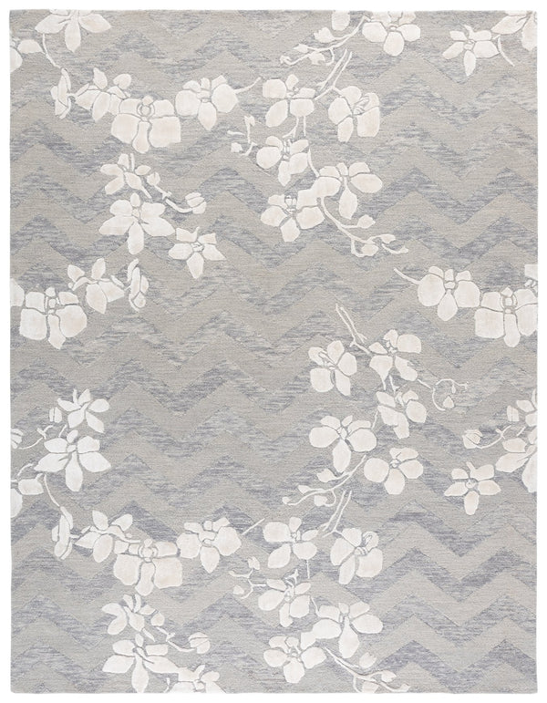 Safavieh Glamour Hand-Tufted Grey Ivory Floral Area Rug — Wool-Blend Low Pile, Subtle Modern Glamour Elegance 4'-0" x 6'-0" GLM609F-4