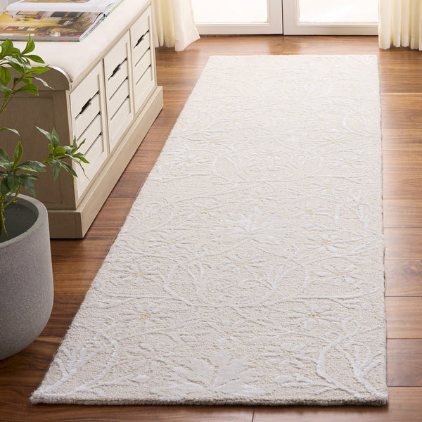 Safavieh Glamour Hand‑Tufted Ivory Floral Area Rug — Luxurious Wool‑Viscose Blend, Low Pile, Indian Craftsmanship 6'-0" x 6'-0" GLM610A-6SQ