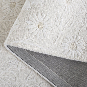 Safavieh Glamour Hand‑Tufted Ivory Floral Area Rug — Luxurious Wool‑Viscose Blend, Low Pile, Indian Craftsmanship 6'-0" x 6'-0" GLM610A-6SQ