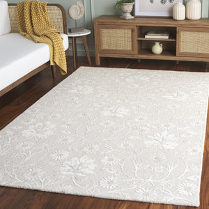 Safavieh Glamour Hand-Tufted Ivory Area Rug With Subtle Floral Motif, Wool-Viscose Blend, Low 3/8" Pile 4'-0" x 6'-0" GLM610A-4