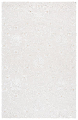 Safavieh Glamour Hand‑Tufted Ivory Floral Area Rug — Luxurious Wool‑Viscose Blend, Low Pile, Indian Craftsmanship 6'-0" x 6'-0" GLM610A-6SQ