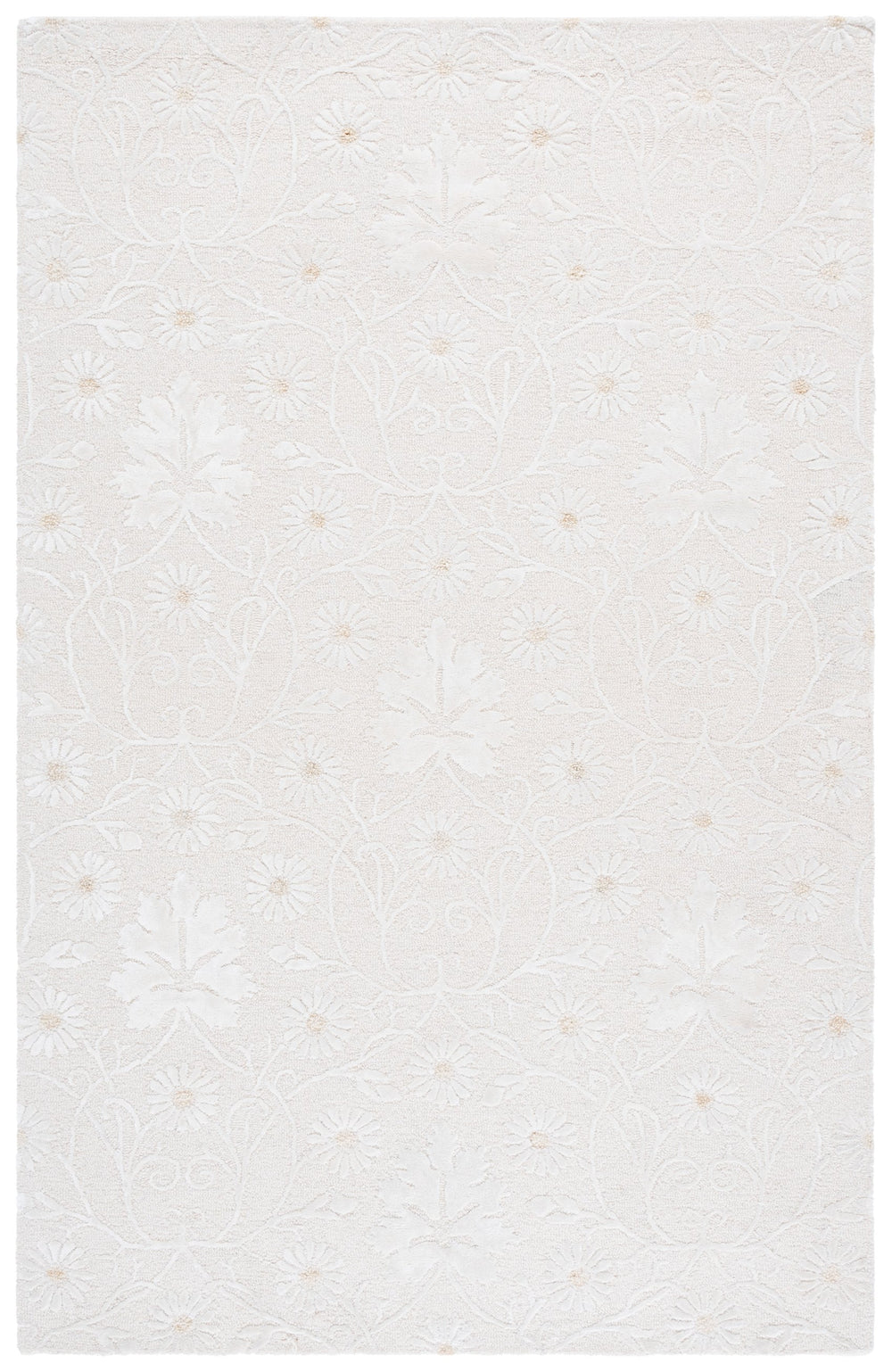 Safavieh Glamour Hand-Tufted Ivory Round Rug – Wool-Viscose-Cotton Blend, Low-Profile Plush Floral Elegance 6'-0" x 6'-0" GLM610A-6R