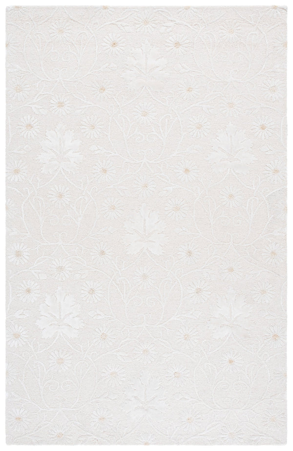 Safavieh Glamour Hand-Tufted Ivory Area Rug With Floral-Traditional Motif, Wool-Viscose Blend Comfort 5'-0" x 8'-0" GLM610A-5