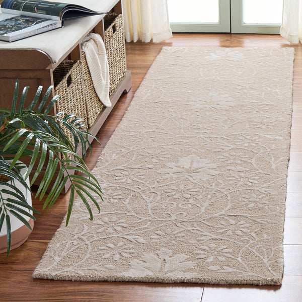 Safavieh Glamour Hand-Tufted Beige Ivory Floral Area Rug — Soft Wool-Viscose Blend, Low Profile Elegance 6'-0" x 6'-0" GLM610B-6SQ