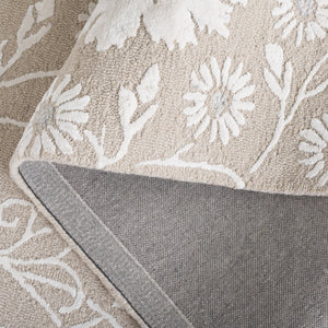 Safavieh Glamour Hand-Tufted Beige Ivory Area Rug — 45% Wool 45% Viscose Low Pile Floral Elegance For Home 8'-0" x 10'-0" GLM610B-8