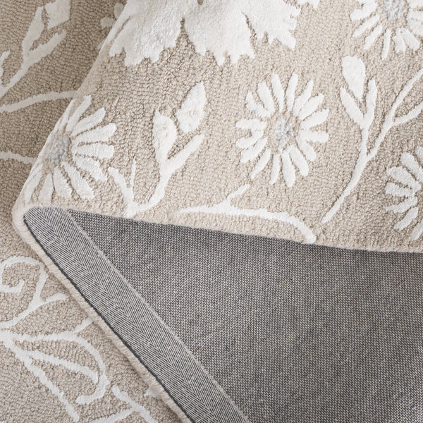 Safavieh Glamour Hand-Tufted Beige Ivory Area Rug — 45% Wool 45% Viscose Low Pile Floral Elegance For Home 8'-0" x 10'-0" GLM610B-8