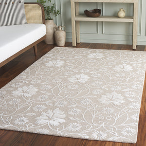 Safavieh Glamour Hand-Tufted Beige Ivory Floral Rug — Low 3/8" Pile, Wool-Viscose Blend, Timeless Elegance 5'-0" x 8'-0" GLM610B-5
